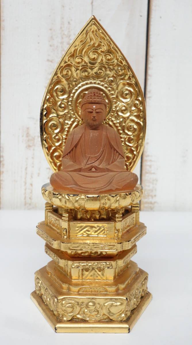 時代 伝統工芸 仏教美術＊釈迦如来坐像 仏像＊天然木製 精密彫＊