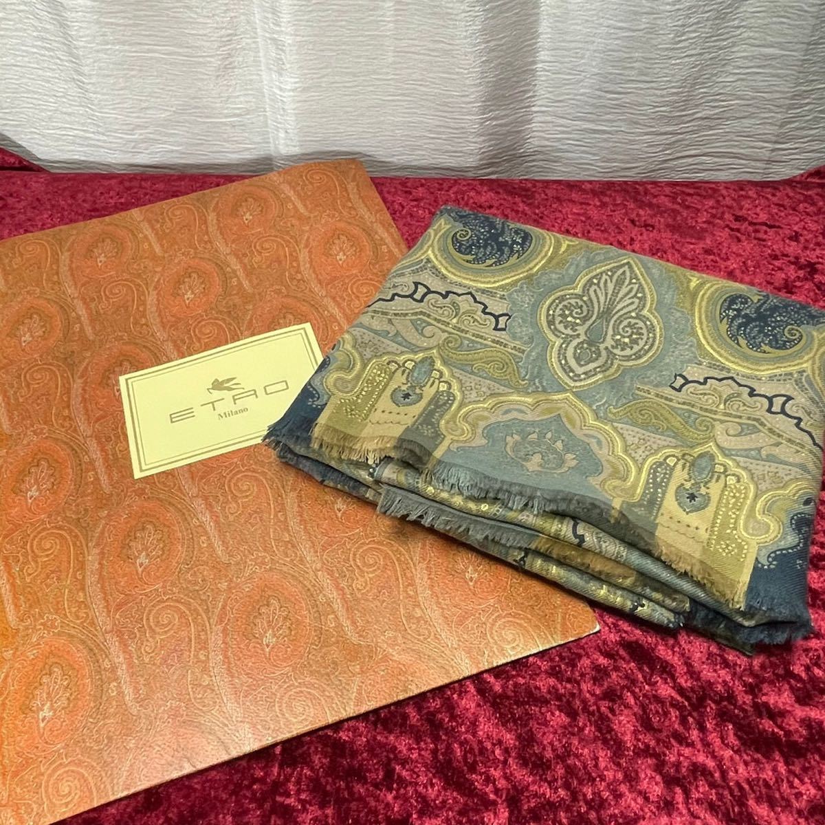 ETRO エトロ ペイズリー柄 大判ストール ウール シルク混 全送料込み（配送に関しましては基本こちらで決めた方法で配送になります）