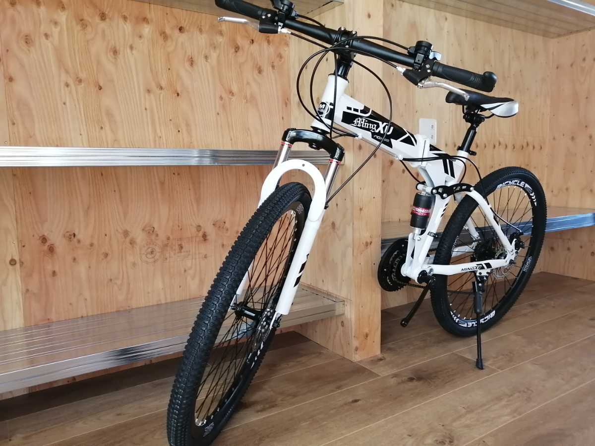 □新品未使用 26インチ 折り畳み自転車 白/ 21段変速 自転車 アウトドア 通勤 マウンテンバイク ロードバイク コロナ対策 □
