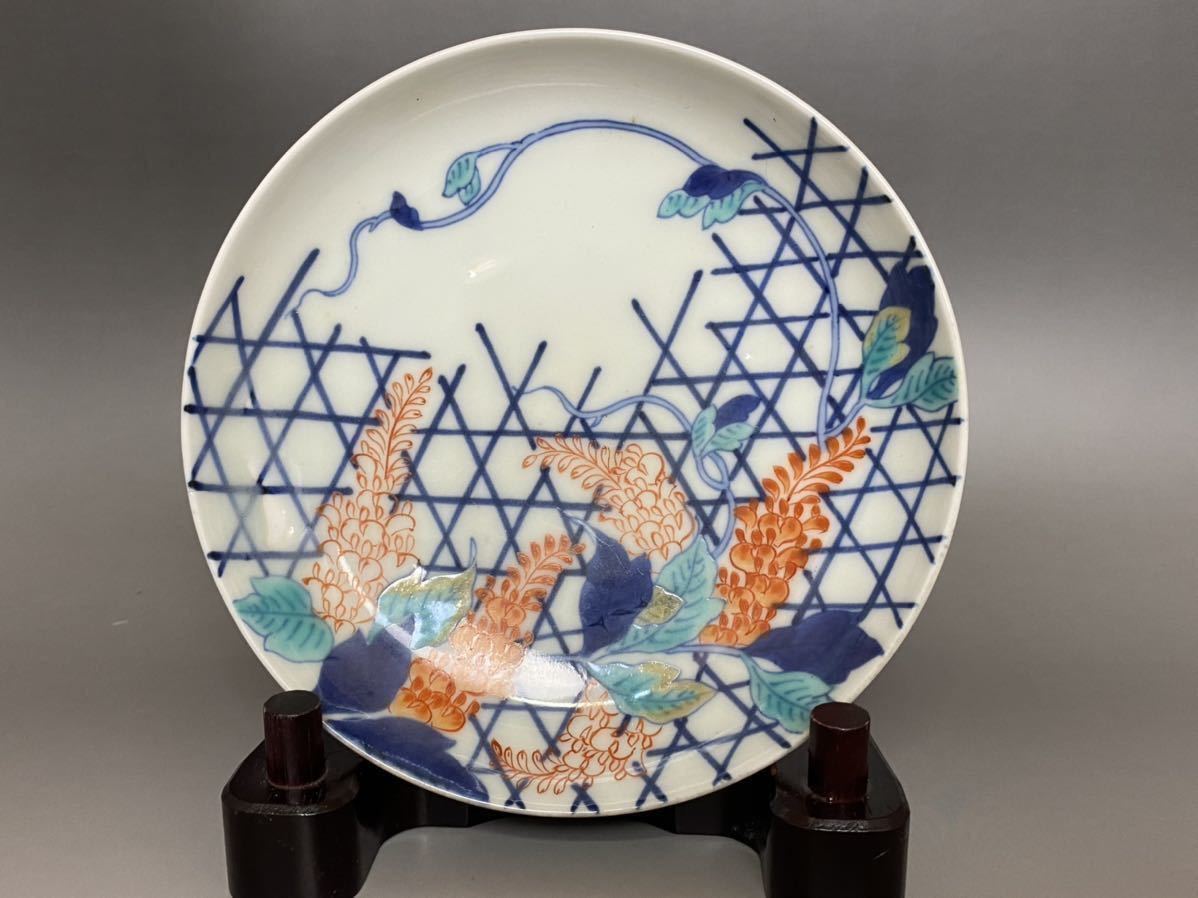 大得価，お買い得 ☆鍋島色絵葛竹垣文皿☆