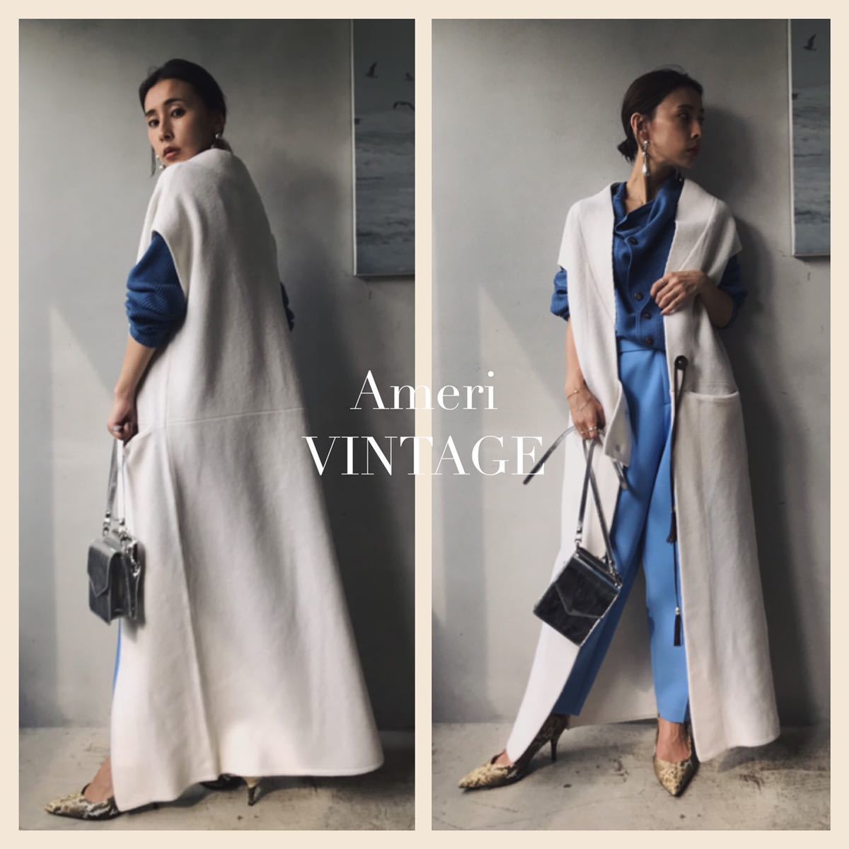 Ameri KNIT VEST NONNA - VINTAGE Vest ロングベスト メルカリ AMERI