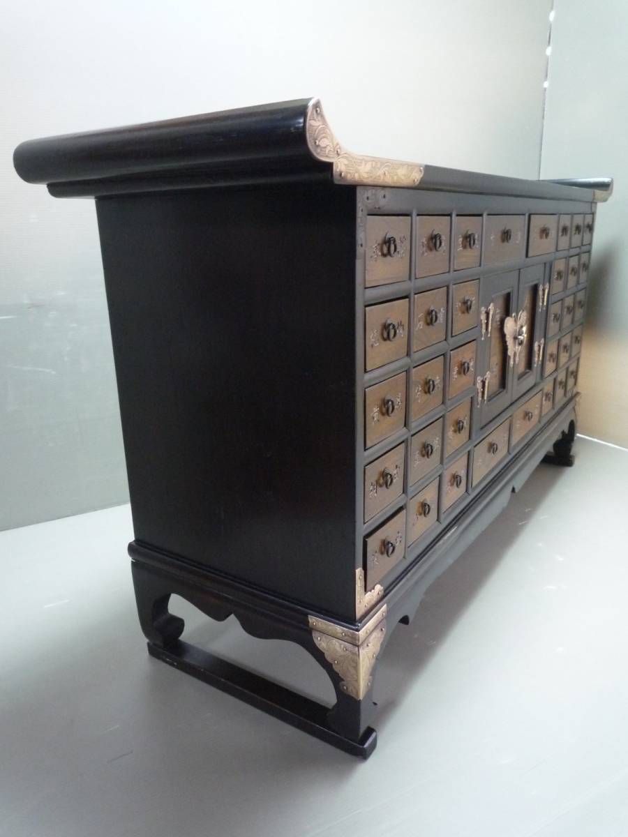 金正堂》 李朝家具 薬タンス 薬棚 34杯引き小物収納時代整理タンス