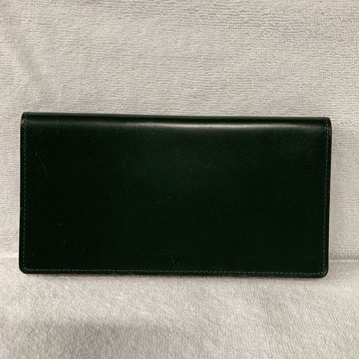 ダークグリーン ガンゾ コード バン 長 財布 良品 GANZO コードバン