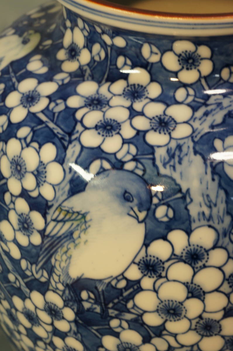染付 花鳥図 輪花鉢 骨董品 瀬戸焼 染付 名工 舜淘窯 【河本礫亭】花鳥図 花瓶 - Yahoo