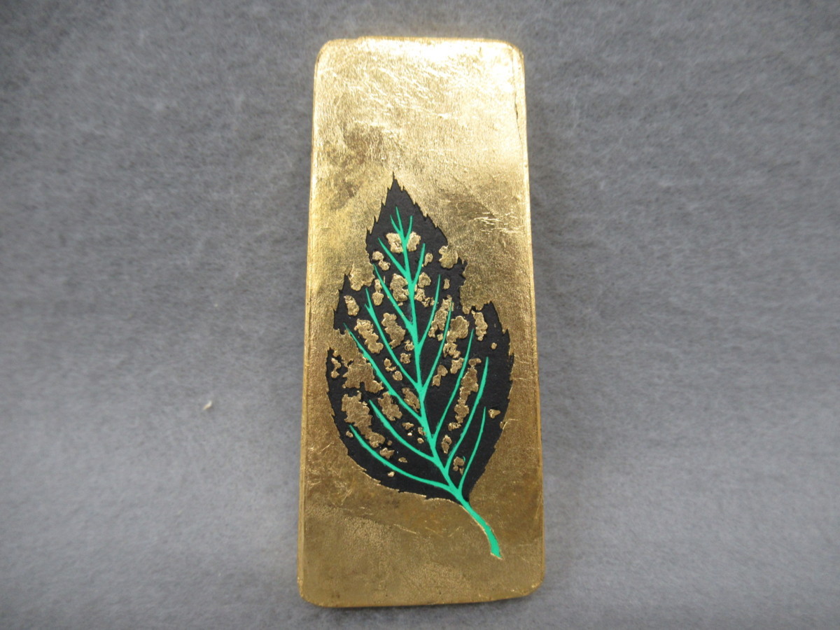 K7878 金巻墨 虫食葉 約43g」 美術 芸術 書画 書法 古墨「玉泉堂