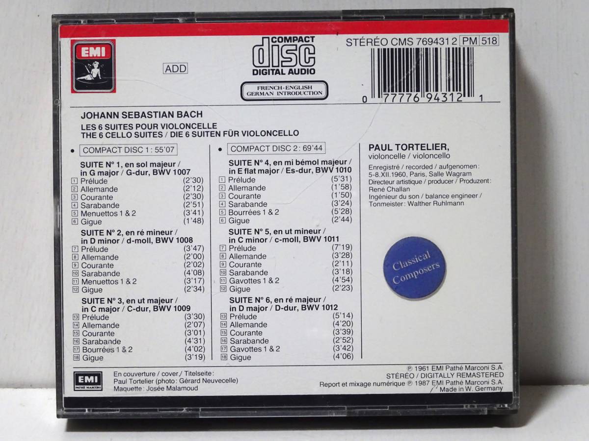 CDまとめ売り　30枚 西独盤 トルトゥリエ バッハ 無伴奏チェロ組曲全曲 TORTELIER J.S.BACH