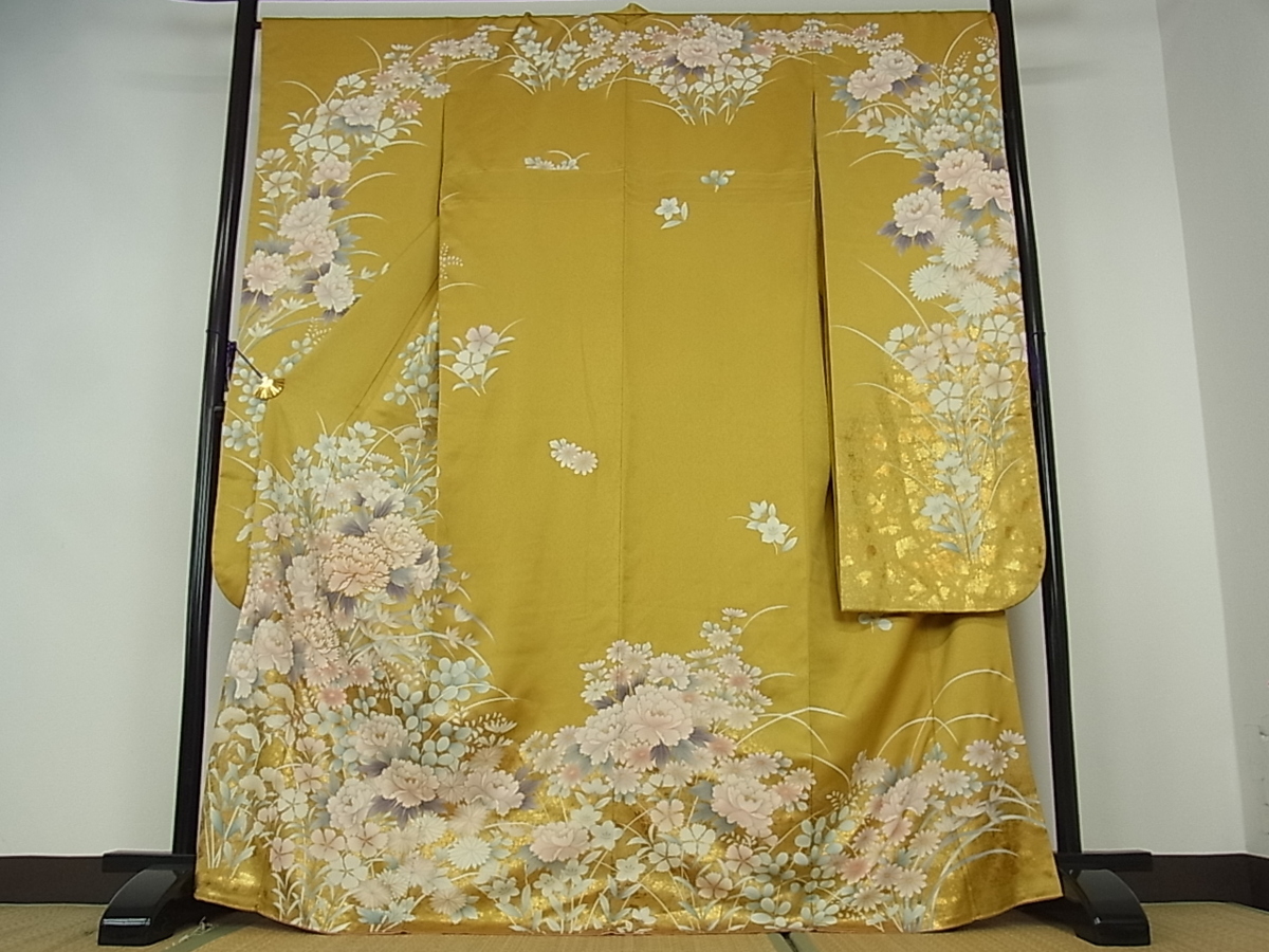 花美人□豪華振袖 駒刺繍 草花文 金彩 逸品 et1685 【公式通販】