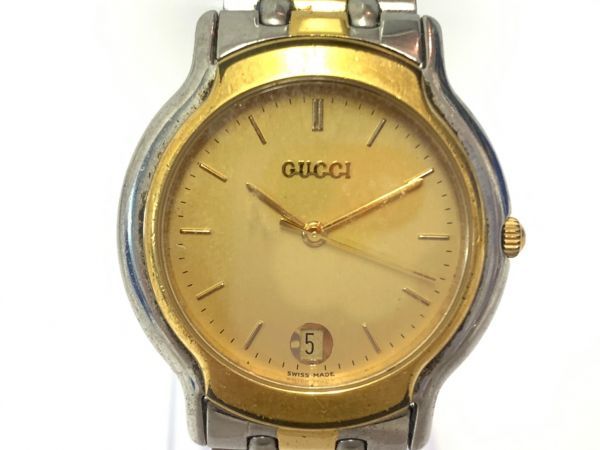 【大人気，送料無料】 H001-K22-761 GUCCI/グッチ メンズ腕時計 デイト クォーツ 8000.2 M ラウンドフェイス メンズ腕時計 スイス製 ゴールドカラー③(男性用)｜売買されたオークション情報、yahooの商品情報をアーカイブ 男性用