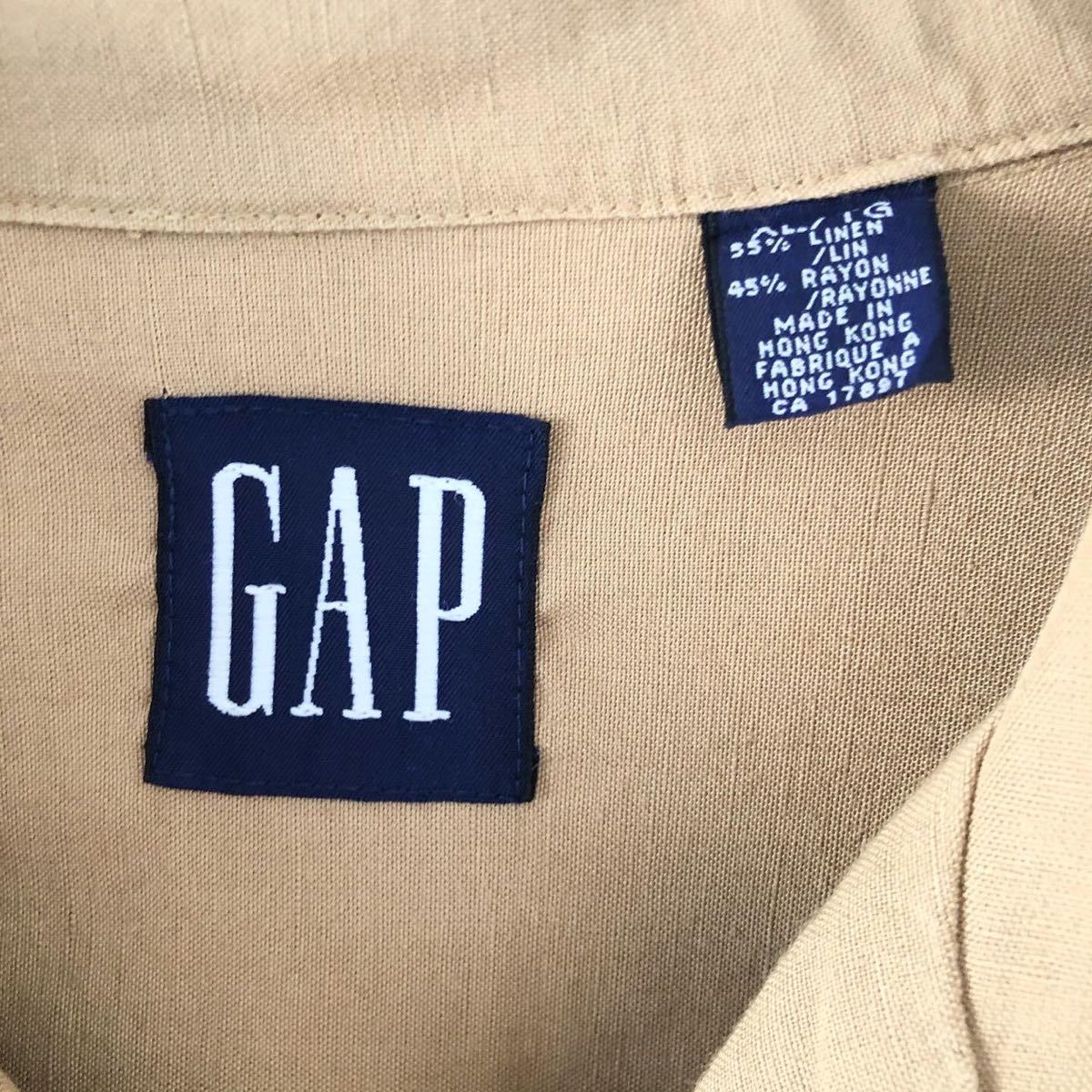 □激レア□90s OLD GAP 無地 リネン レーヨン 開襟シャツ オープン