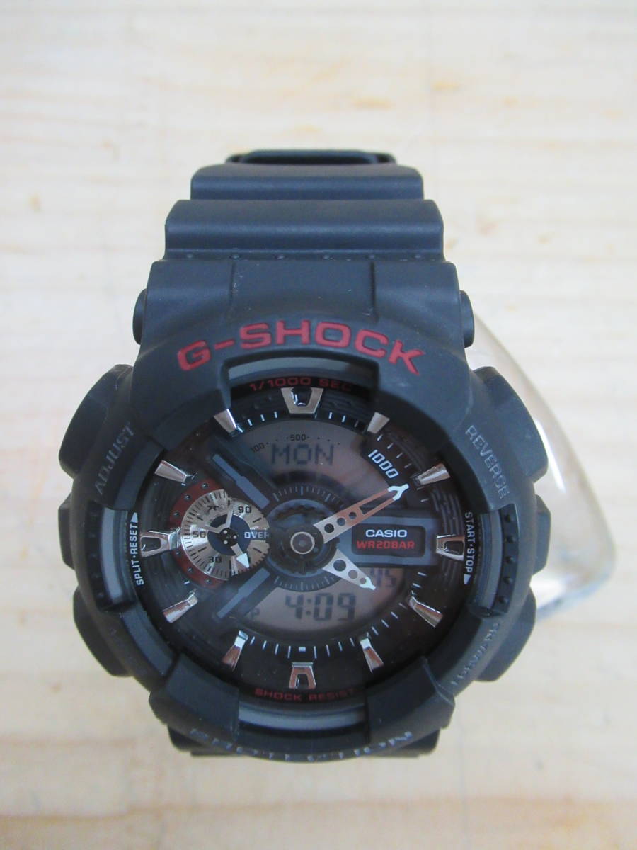 HOT，定番 CASIO GA-110 G-SHOCK カシオ Gショック 動作良好 のブラック+赤文字 アナデジ腕時計 黒(その他)｜売買されたオークション情報、yahooの商品情報をアーカイブ公開 - オークファン G-SHOCK