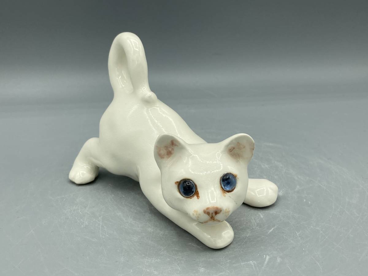 新品 目が合う ケンジントンキャット サイズ2 白 オッドアイ 猫 置物