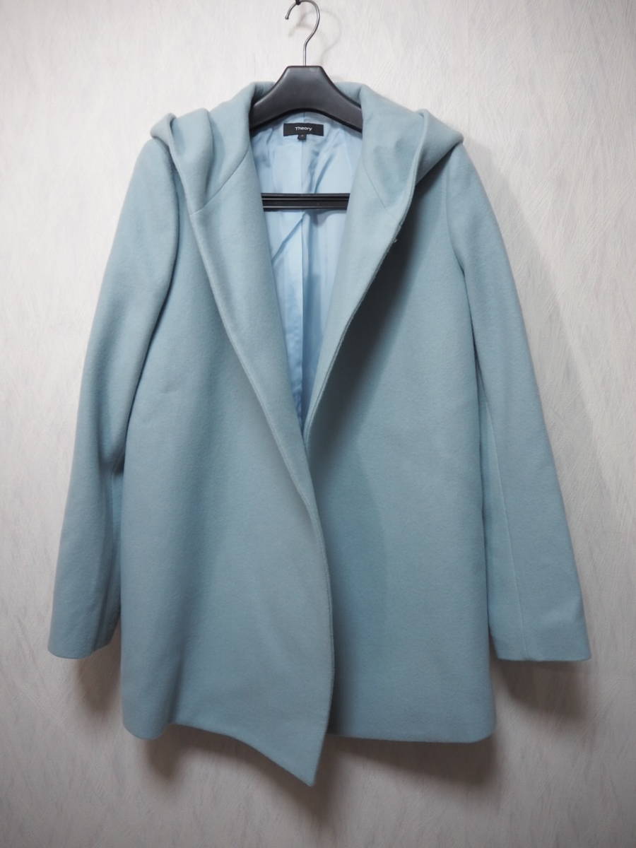 セオリー 18AW ウール フードコート サイズP パステルブルー BLUE