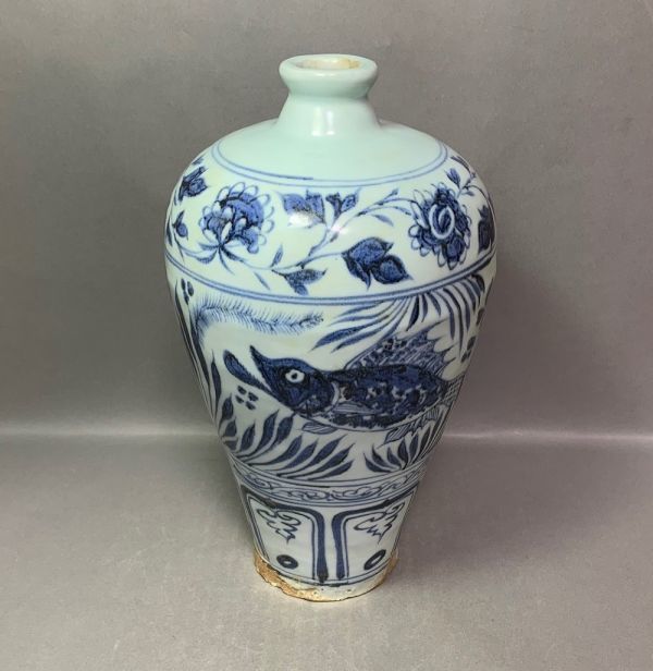 青花 壺 – 青花魚藻文壺 文化遺産オンライン 元時代・14世紀／景徳鎮窯