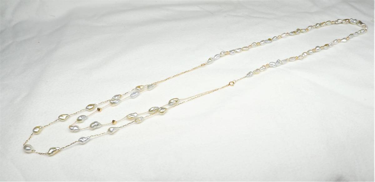 ロングネックレス | ゴールデン 88cm ケシ 日々の iichi 白蝶真珠