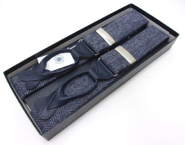 新品★J.PRESS★ジェイプレス★ヘリンボーン★サスペンダー★イングランド製★ネイビー★ウール