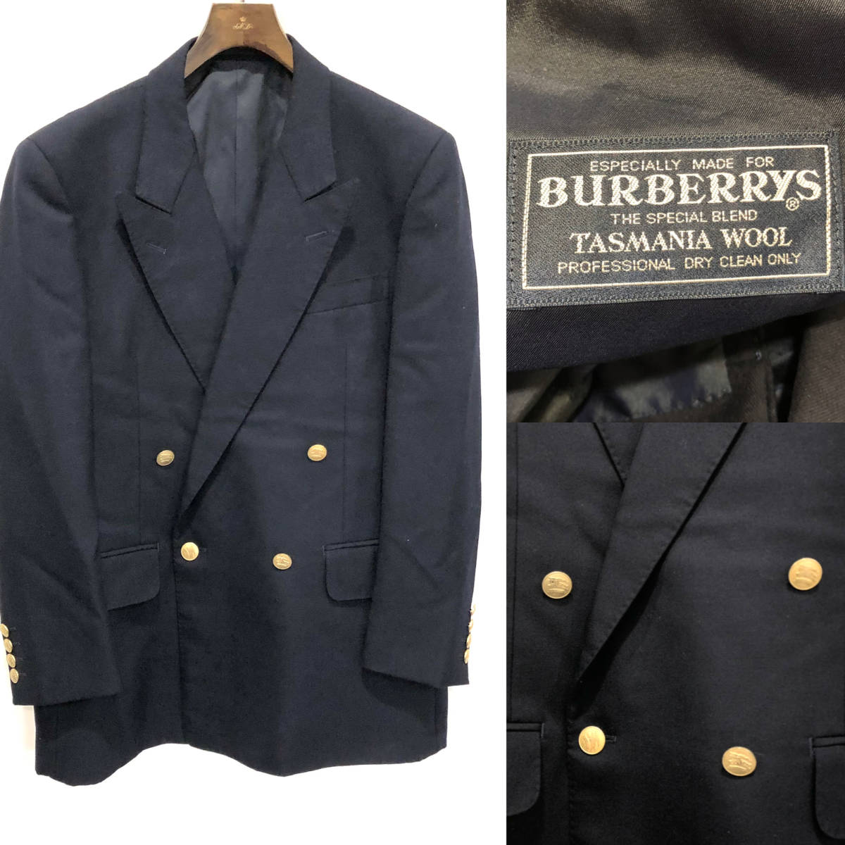 Burberry 金ボタン ダブルボタンテーラードジャケット 古着 
