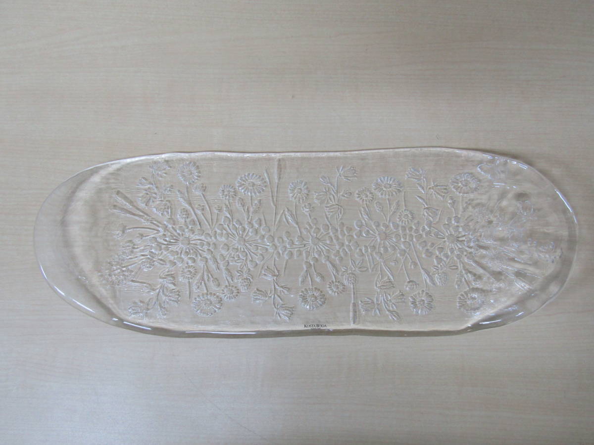 ☆極美品◆KOSTA BODA/コスタ ボダ◆Ulla/ウラ◆ガラスオーバルプレート◆45㎝ 長皿/北欧 スェーデン ◆未使用品/キャビネット保管品_1