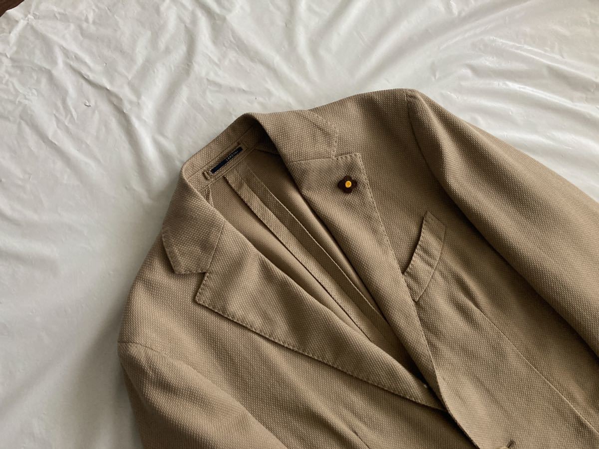 美品 LARDINI 新ロゴ ラルディーニ 44 テーラードジャケット ベージュ