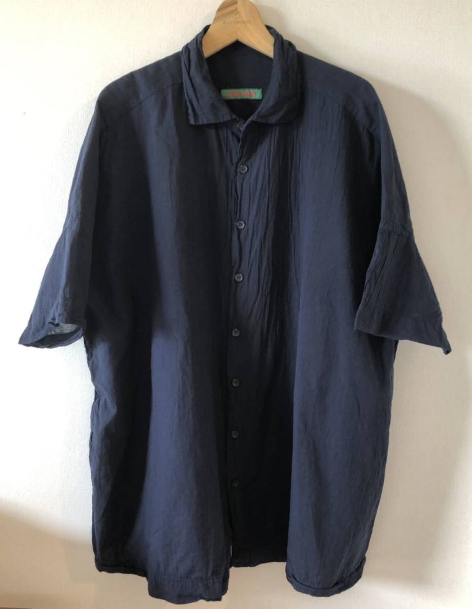 20ss CASEY CASEY オーバーサイズ半袖シャツ Square Shirt ネイビー S