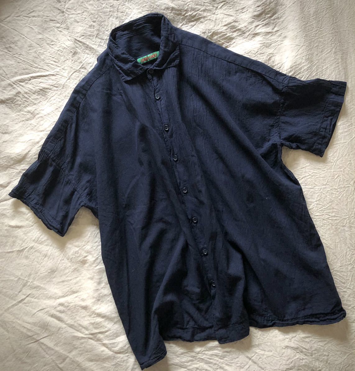 20ss CASEY CASEY オーバーサイズ半袖シャツ Square Shirt ネイビー S 
