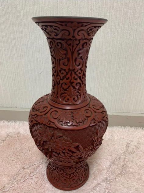 花瓶 堆朱 内七宝 中国美術 唐物 工芸品 花 花器 蔵出⁄中国古玩彫漆