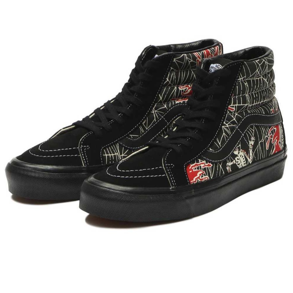 ☆VANS ANAHEIM FACTORY SK8-HI 38 DX スカルスパイダー 黒/白/赤 27.0 
