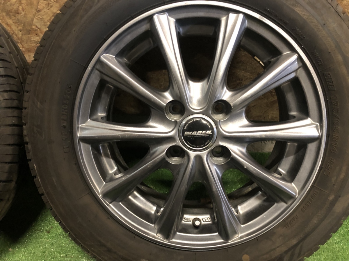 WAREN 14インチ 5.5J +42 PCD100 4H 夏タイヤ BS ECOPIA 175/65R14 バリ