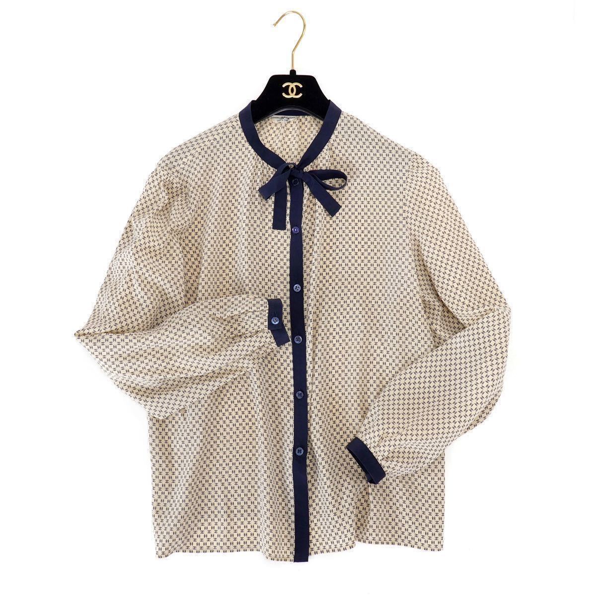【安い，得価】 激レア vintage CHANEL 70s-80s マイクロCC モノグラム ボウタイシルクシャツ 正規品 ヴィンテージ シャネル ココマーク ブラウス(長袖シャツ)｜売買されたオークション情報、yahooの商品情報をアー 女性用
