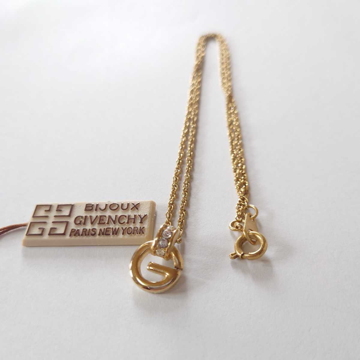 GIVENCHY ジバンシー ネックレス ラインストーン ゴールド色 良品 u 