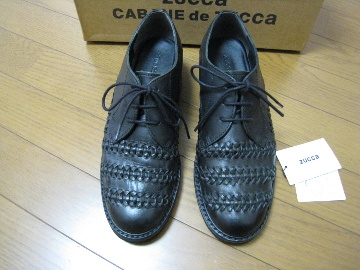 美品】ZUCCA ズッカ メッシュシューズ サイズM 牛革 レザー 黒 