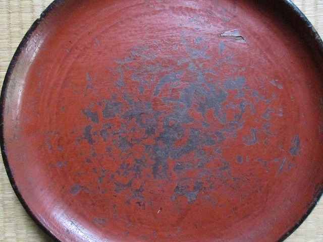 漆器 | 朱漆 丸盆 FG003 時代漆器 朱漆塗 如意頭透 骨董 盆 長