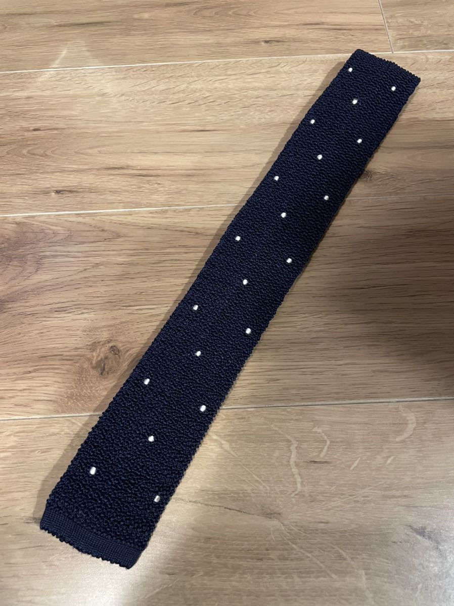 ASCOT ニットタイ ネクタイ BEAMS F 別注 ドット柄 TIE ネイビー
