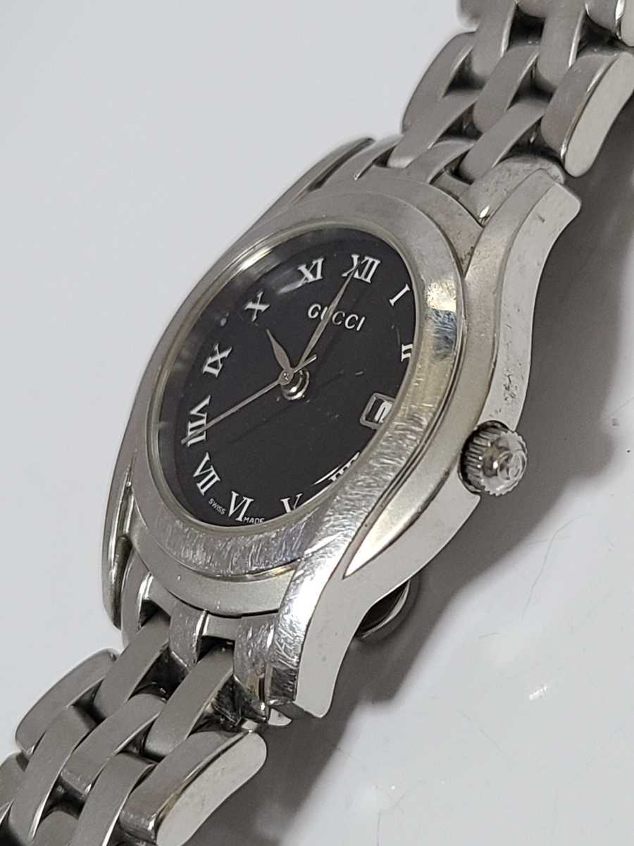 835 新品電池 GUCCI 5500L デイト 腕時計 クォーツ ブラック グッチ S