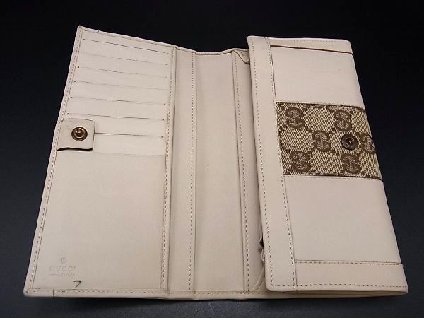 1円 □美品□ GUCCI グッチ 120926 3731 GGキャンバス×レザー ゴールド