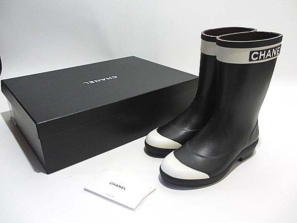 ☆CHANEL シャネル レインブーツ 長靴 ラバーブーツ サイズ37 23.5cm