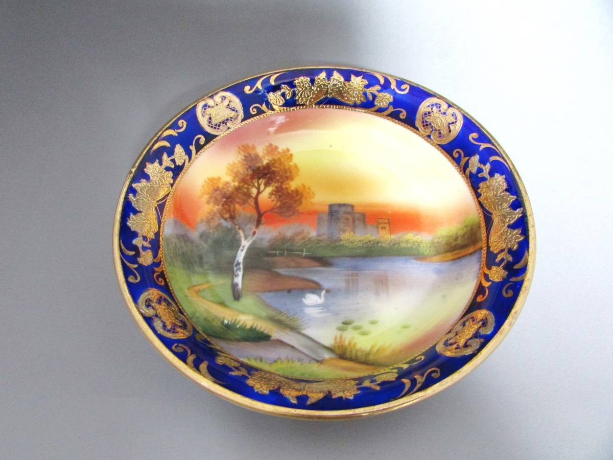オールドノリタケ old NORITAKE 飾り皿 湖畔風景 ∇花∇オールド