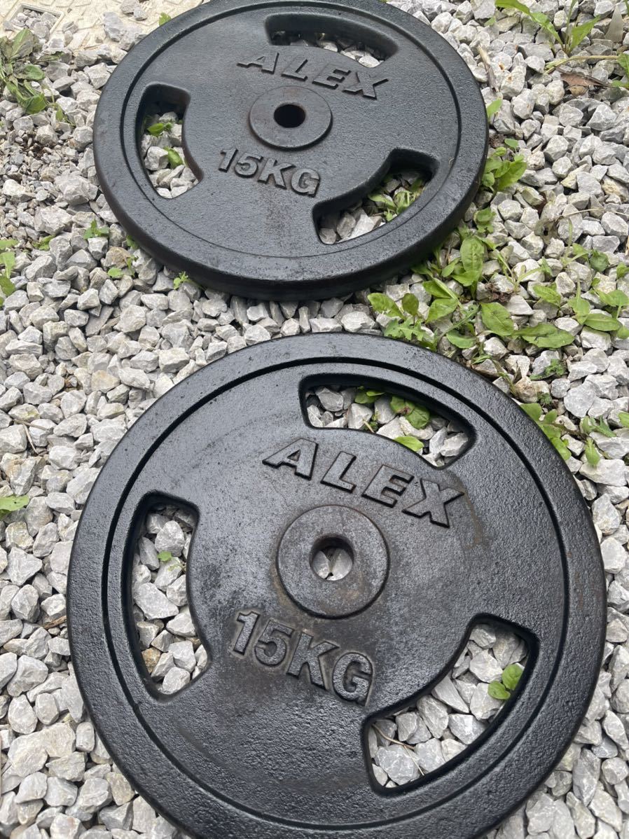 ALEX 穴径28mm ダンベルプレート 15Kg×2 ALEX 28mm 美品 x 4枚