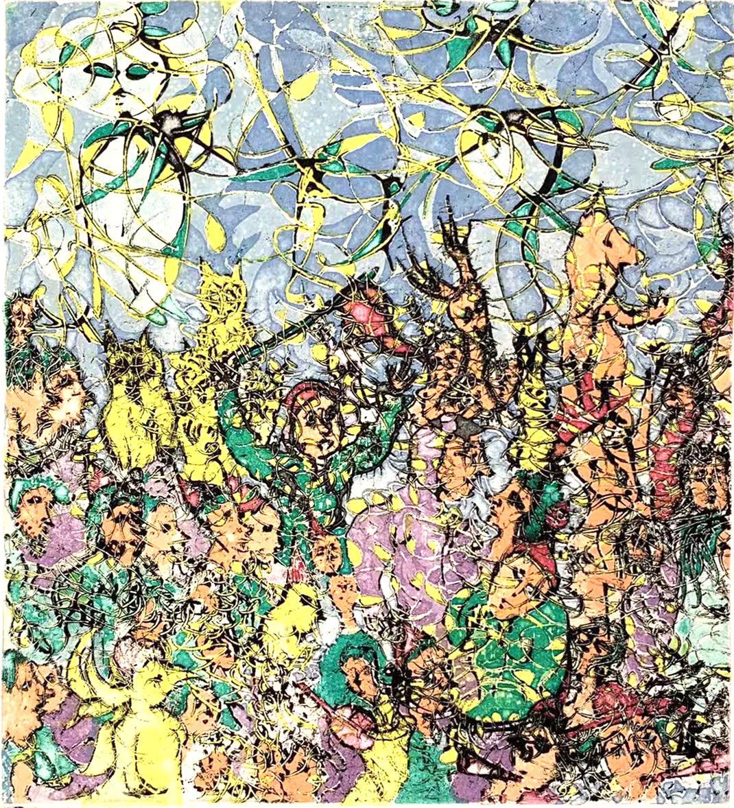 A453 渋谷 栄一「動物物語 A」7/100 銅版画 額付絵画 サイズ:62×