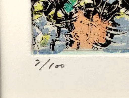 A453 渋谷 栄一「動物物語 A」7/100 銅版画 額付絵画 サイズ:62×