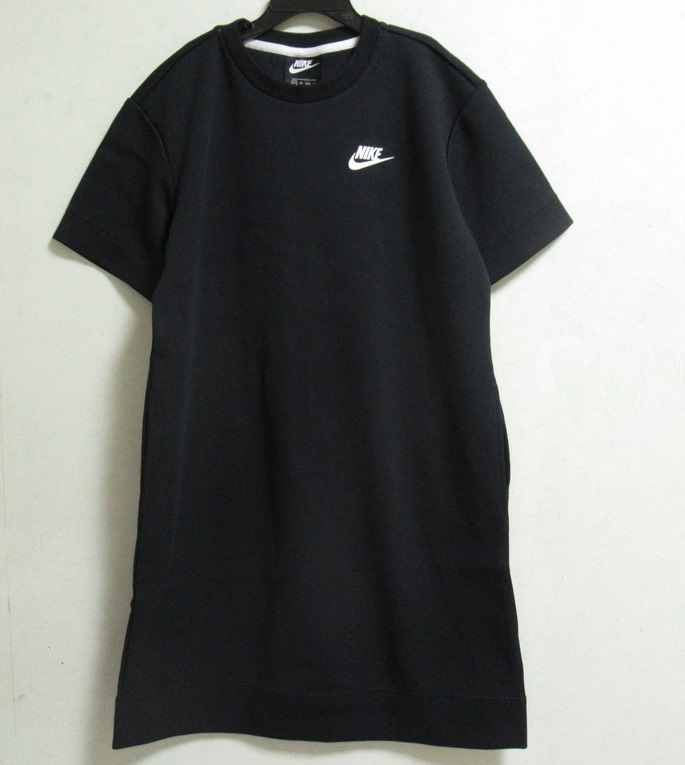 NIKE TECH FLEECE S/S DRESS ブラック L ナイキ テックフリース ワンピース ドレス 半袖 トレーナー CJ3874-010