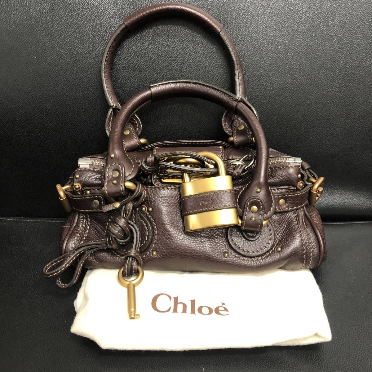 バッグ》 Chloe：クロエ 「ハンドバッグ パディントン 南京錠 ブラウン 