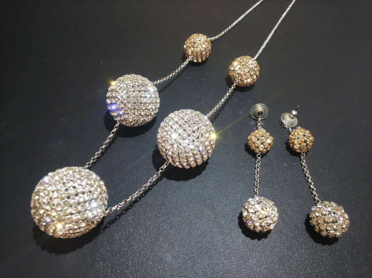SWAROVSKI スワロフスキー ネックレス ピアス セット ミラーボール 