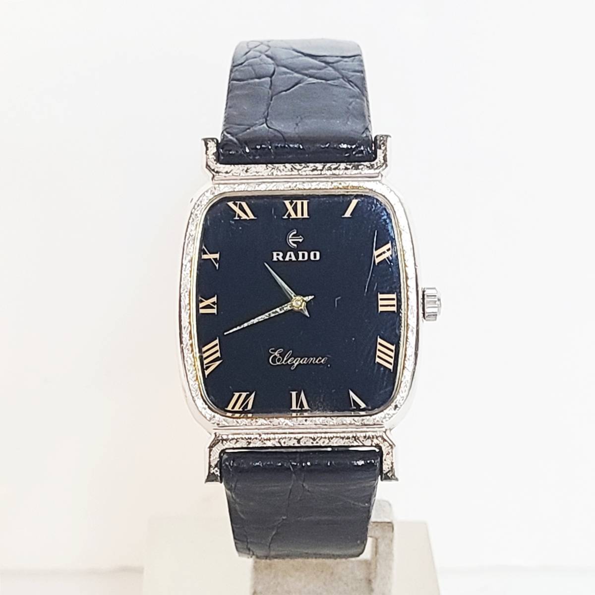 A】 RADO ELEGANCE ラドー エレガンス Ag925 シルバー 銀無垢 黒文字盤 