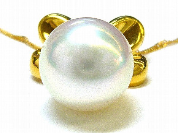 ☆新品☆『白蝶真珠11.1mm ダイヤモンド0.07ct』K18YGペンダント