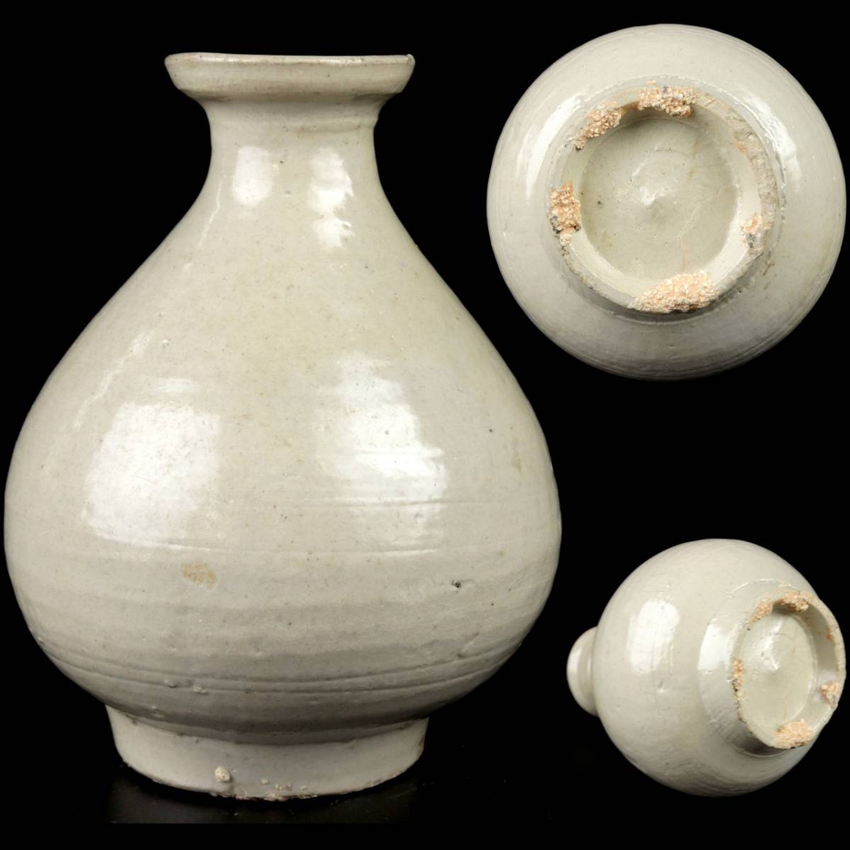 ◇錵◇ 李朝時代 白磁製 徳利 17cm 花瓶 朝鮮古陶 唐物骨董 [V174.5