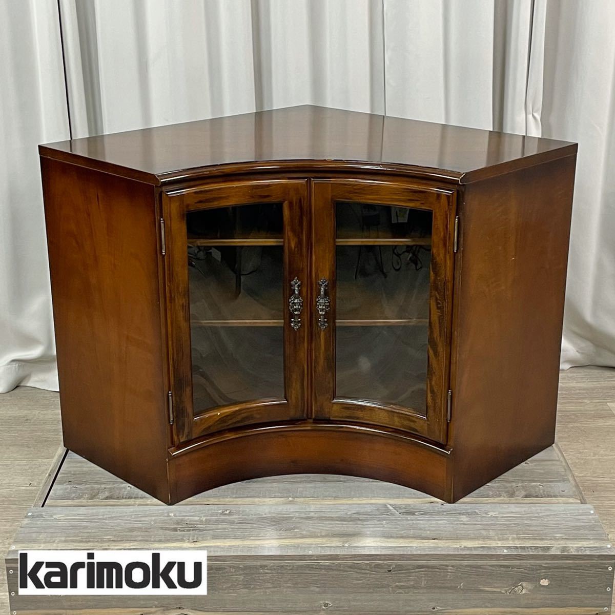 カリモク コロニアル karimoku 飾り棚 コーナー キュリオケース ガラス