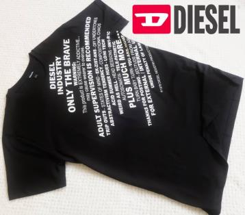 新品★ディーゼル DIESEL★ブラック グラフィック Tシャツ★ホワイト メッセージ ロゴ プリント 黒 白 モノトーン XL★566