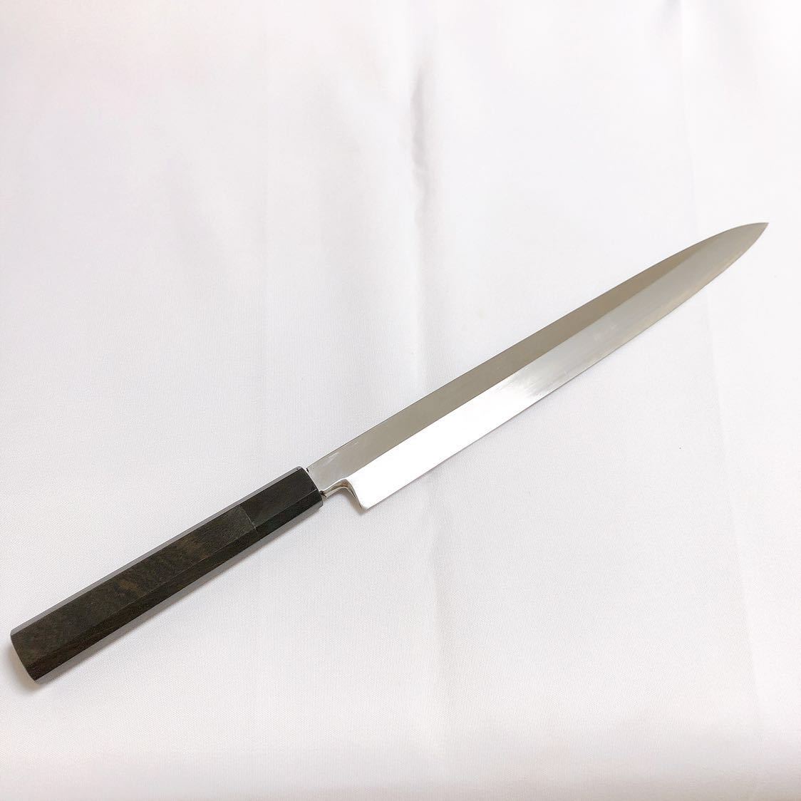 堺打刃物】銀三鋼 伝統工芸士山塚尚剛作 柳刃300mm 黒檀八角水牛角柄