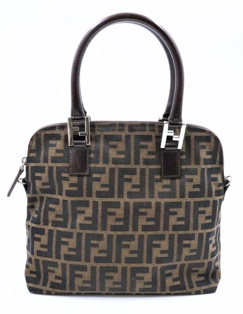 FENDI フェンディ ズッカ柄 トートバッグ ハンドバッグ レザー ズッカ