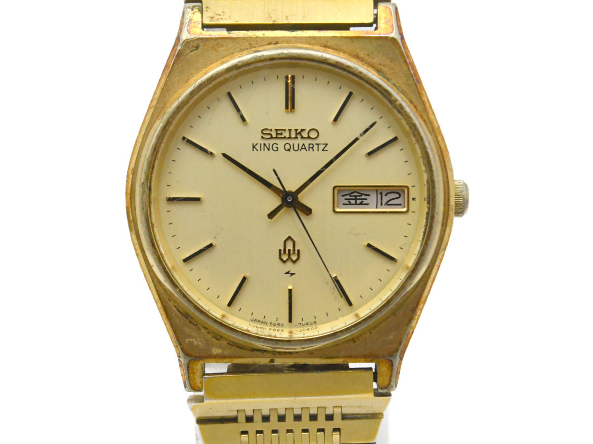 SEIKO】 KING QUARTZ キングクォーツ デイト 5856-7030 ゴールドカラー 